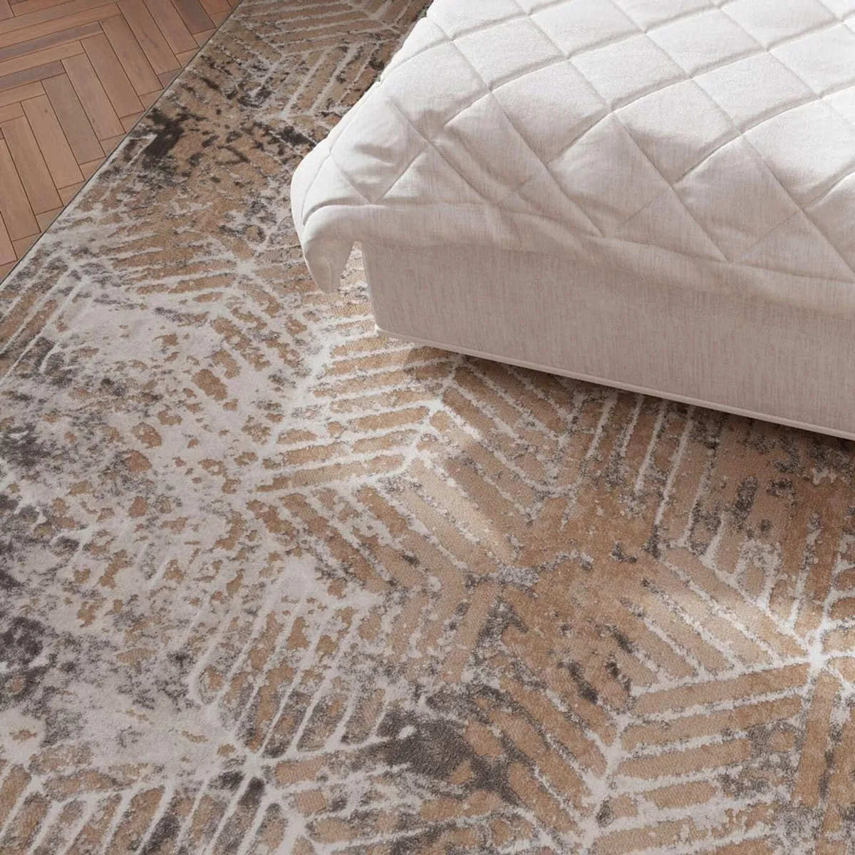 Luxury Greige Art Deco Living Room Area Rug - Image 3