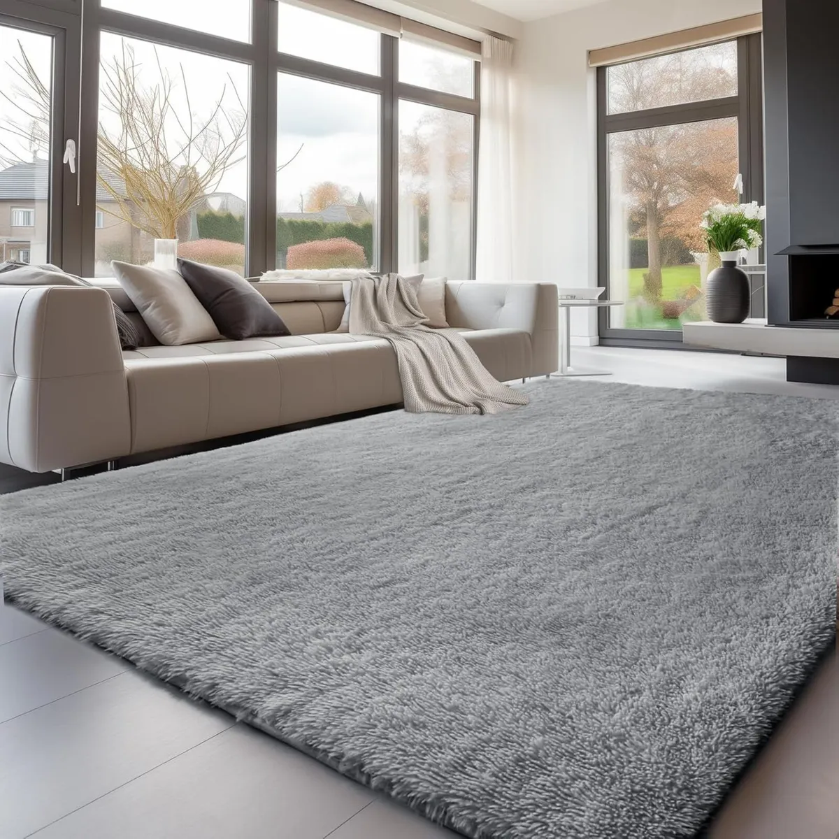 Rugs Living Room 240x340cm Grey Area for Bedroom - Image 1
