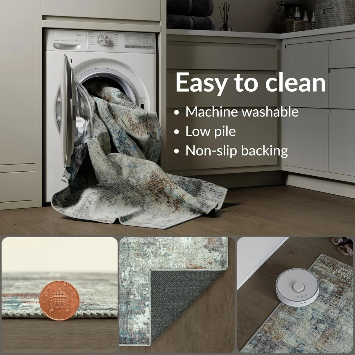 Machine Washable Rug 122x170cm 75% Recycled - Image 3