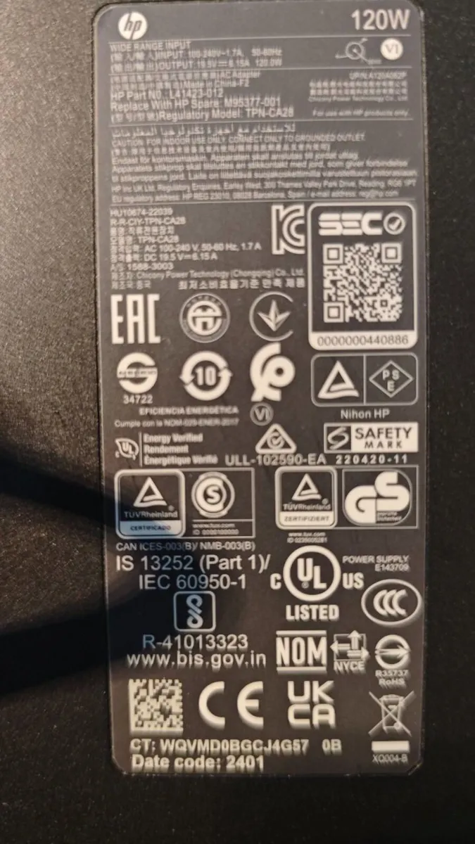 HP 120W 19.5V 6.15A PPP012C-S Adapter Power Supply - Image 2