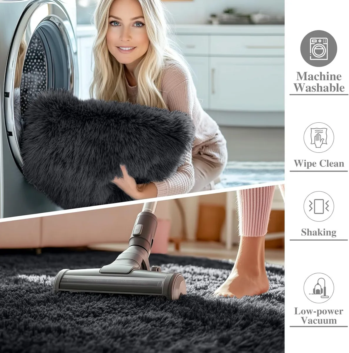 Fluffy Shaggy Rugs Living Room Large Anti Slip - Image 3