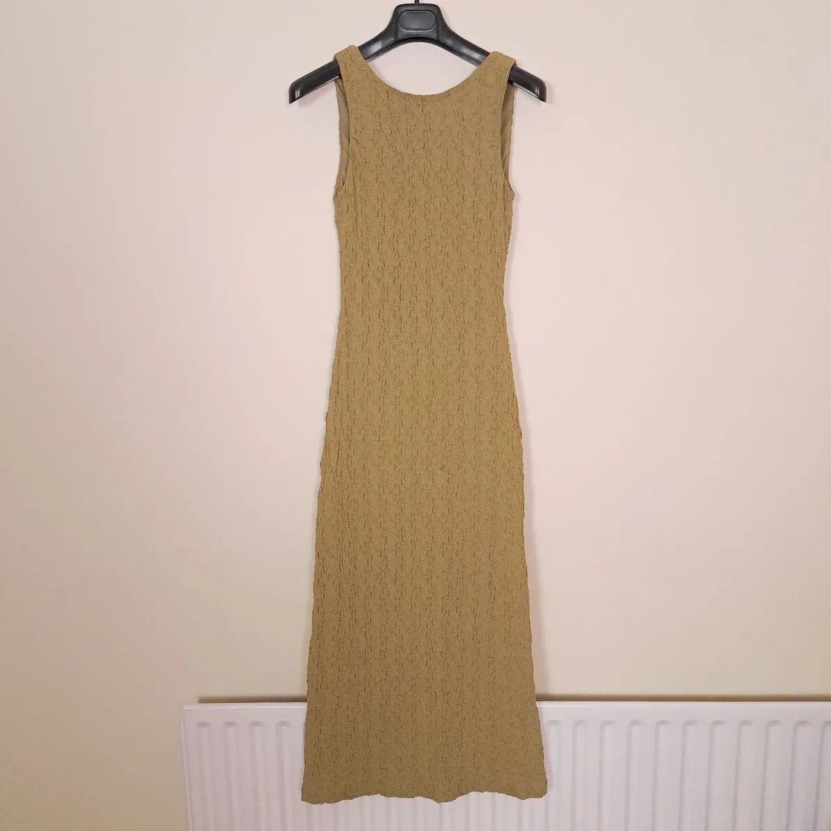 Subtitled Green Tan Crinkle Maxi Dress XS - Image 1