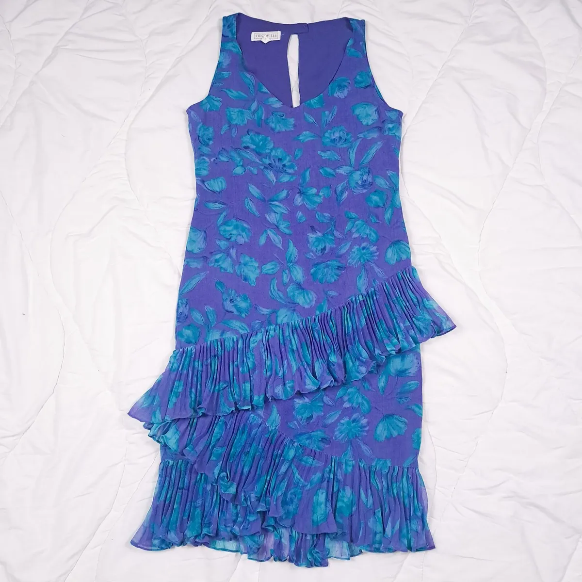 Tricoville Purple Blue Floral Midi Dress 10UK/38EU - Image 4