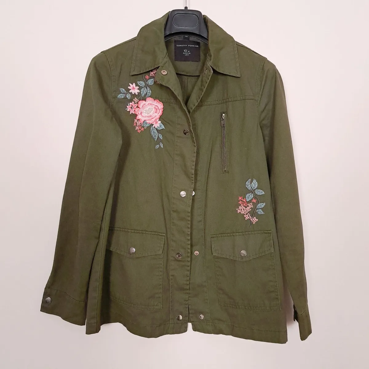 Dorothy Perkins Khaki Green Floral Jacket 10UK - Image 4