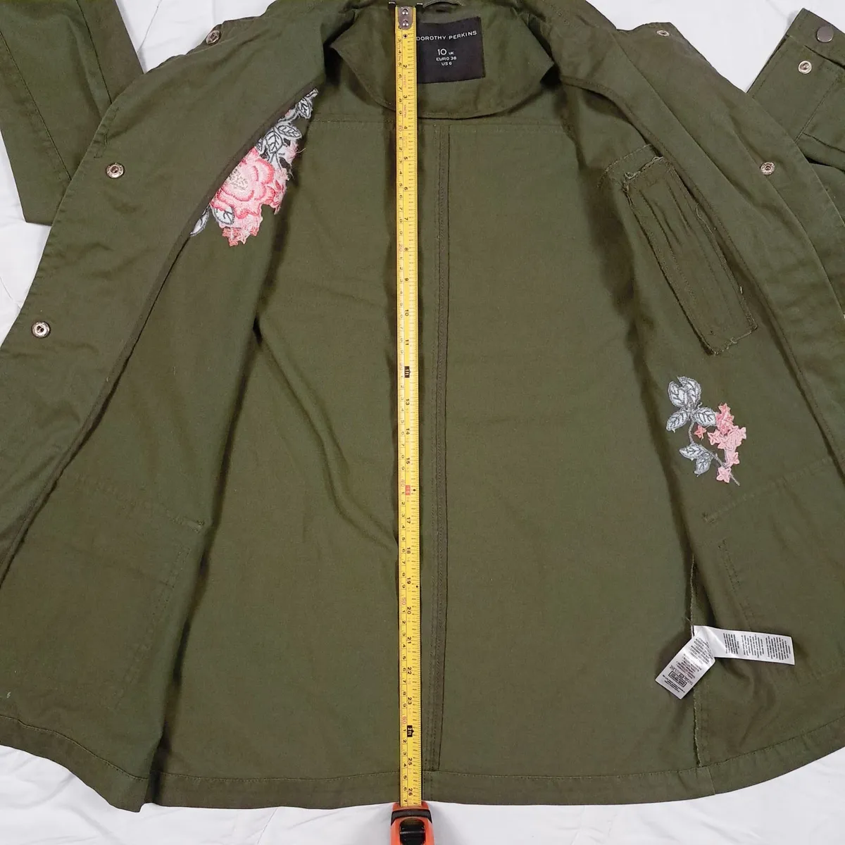 Dorothy Perkins Khaki Green Floral Jacket 10UK - Image 3