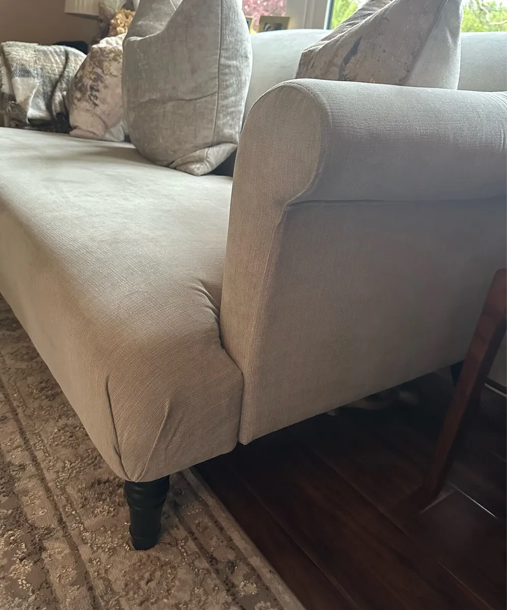 Beige Fabric Sofa armchair and Footstool - Image 4