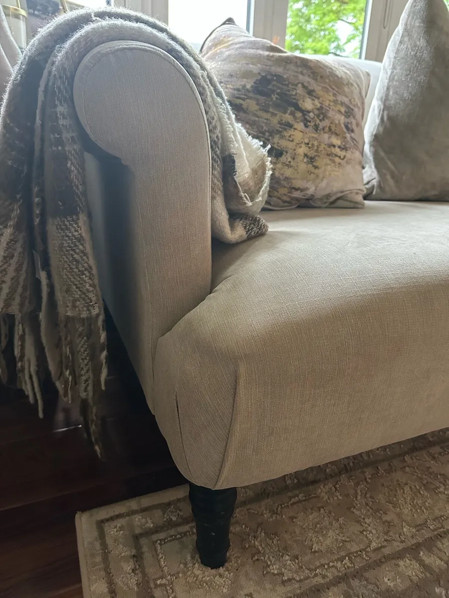Beige Fabric Sofa armchair and Footstool - Image 3