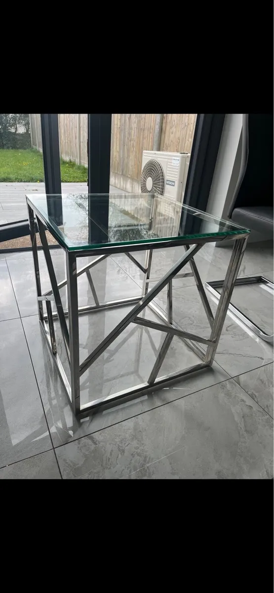 Modern Glass & Chrome Side Table - Image 1