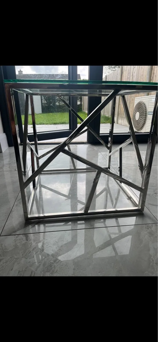 Modern Glass & Chrome Side Table - Image 2