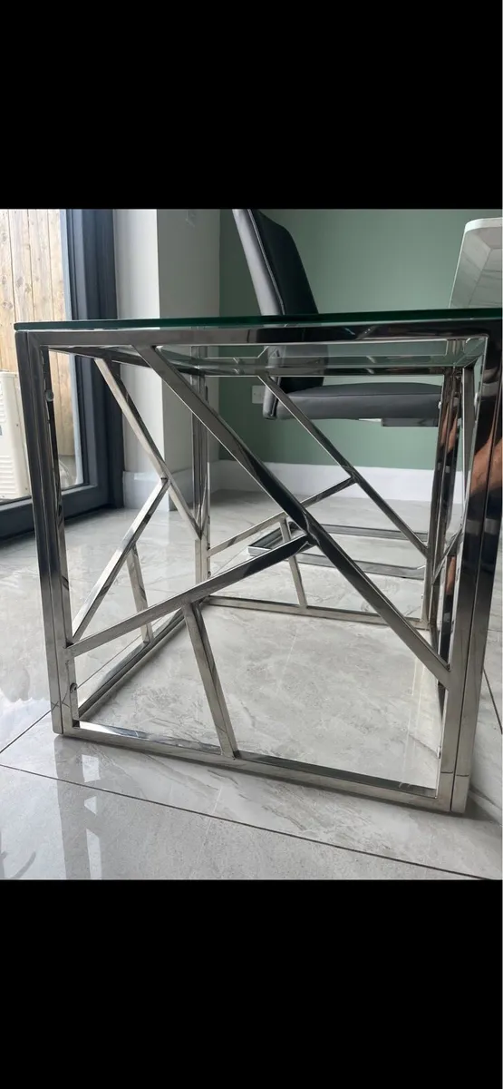Modern Glass & Chrome Side Table - Image 3