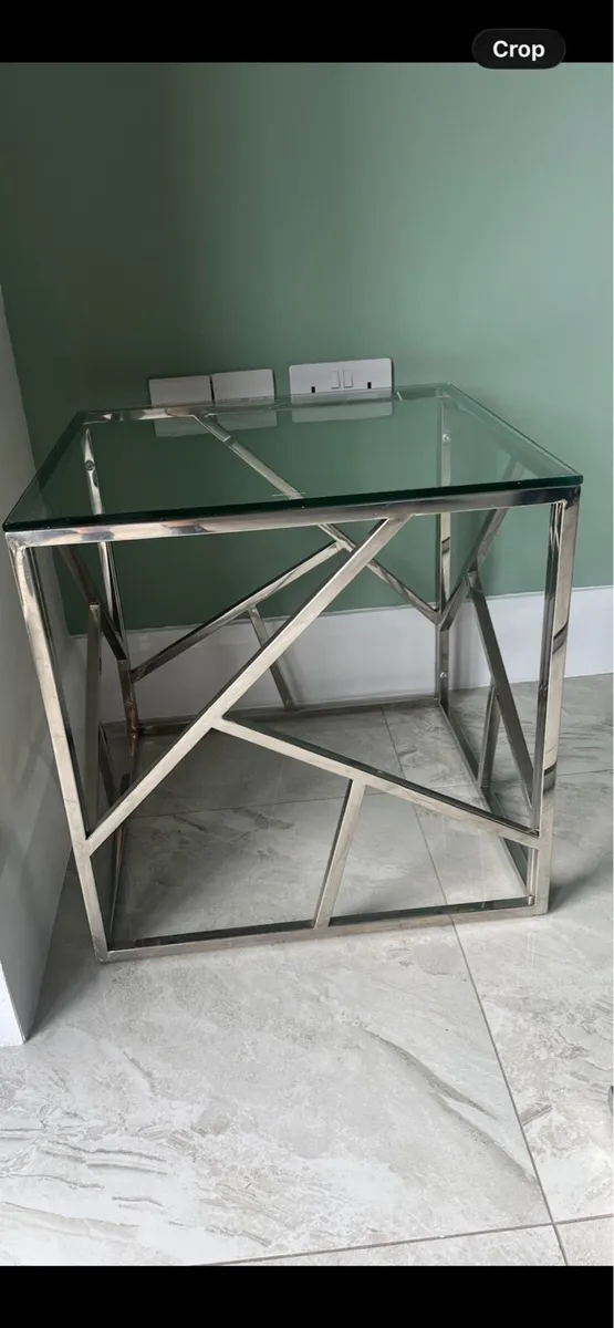 Modern Glass & Chrome Side Table - Image 4