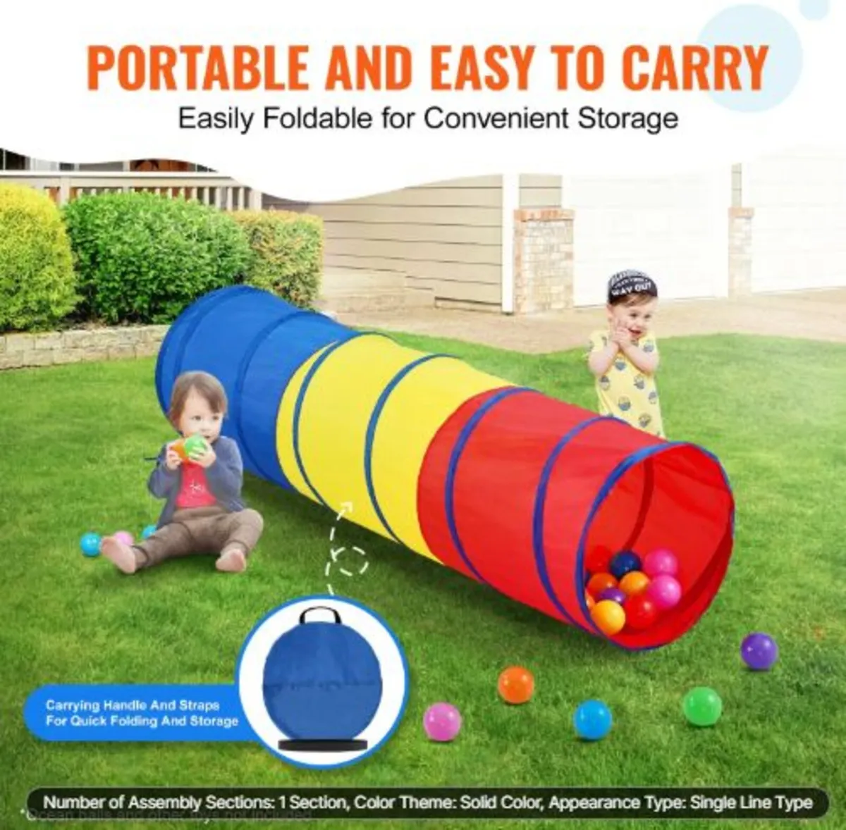 Kids Play Tunnel Tent for Toddlers, Colorful Pop - Image 3
