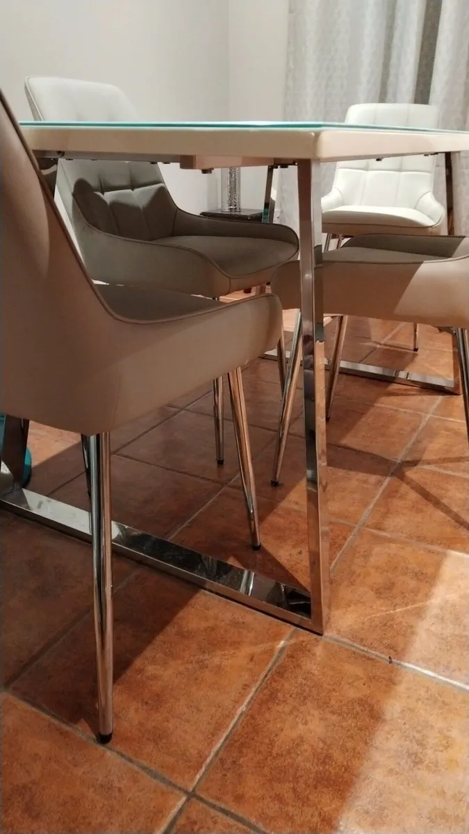 Dining table and four chairs. - Image 4