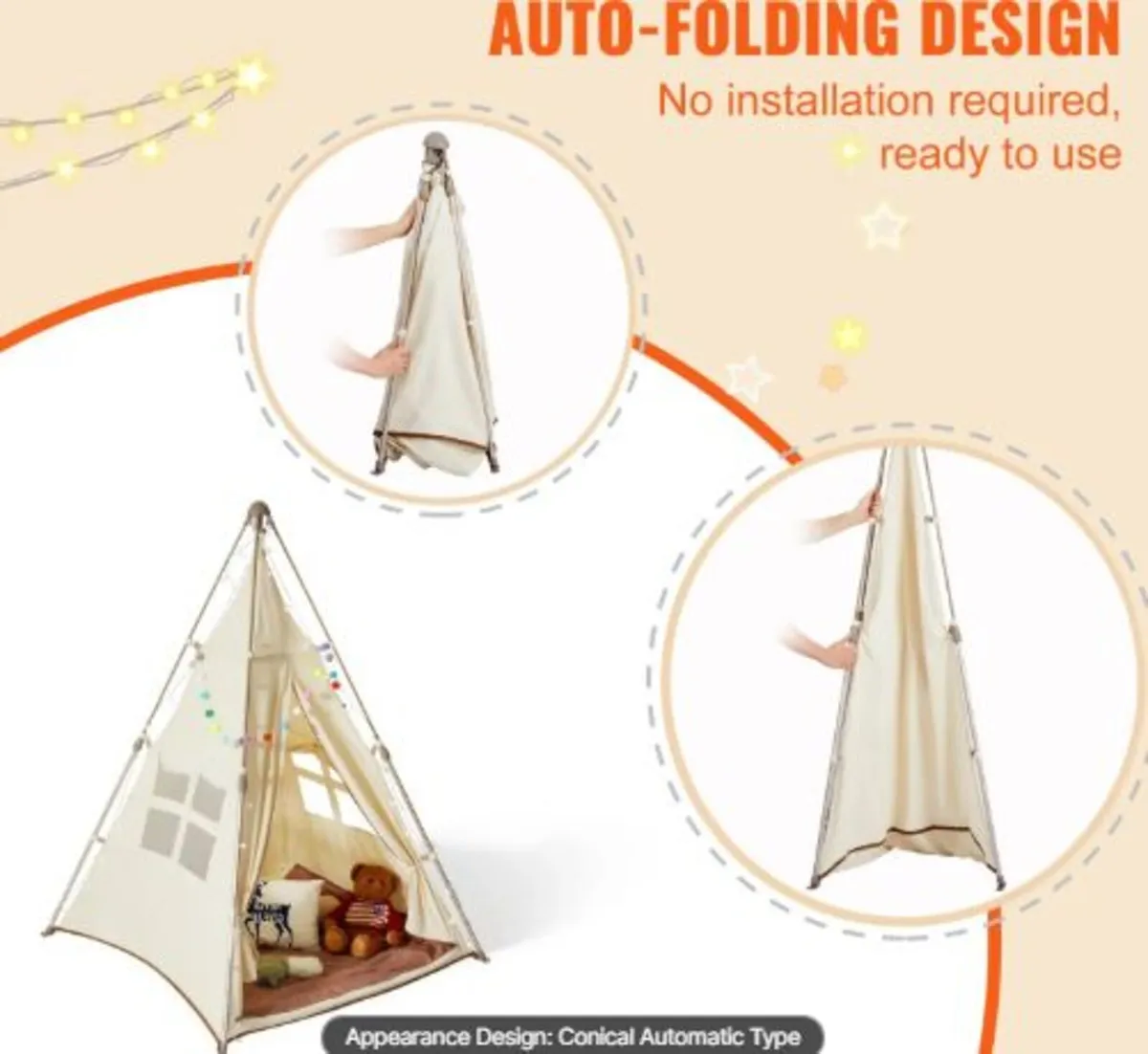 Kids Play Tent, Teepee Tent for Kids 1-5 Years - Image 2