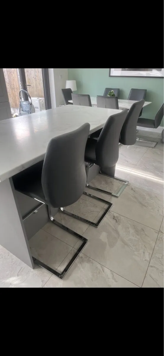 Set of 3 Grey Faux Leather Bar Stools - Image 1