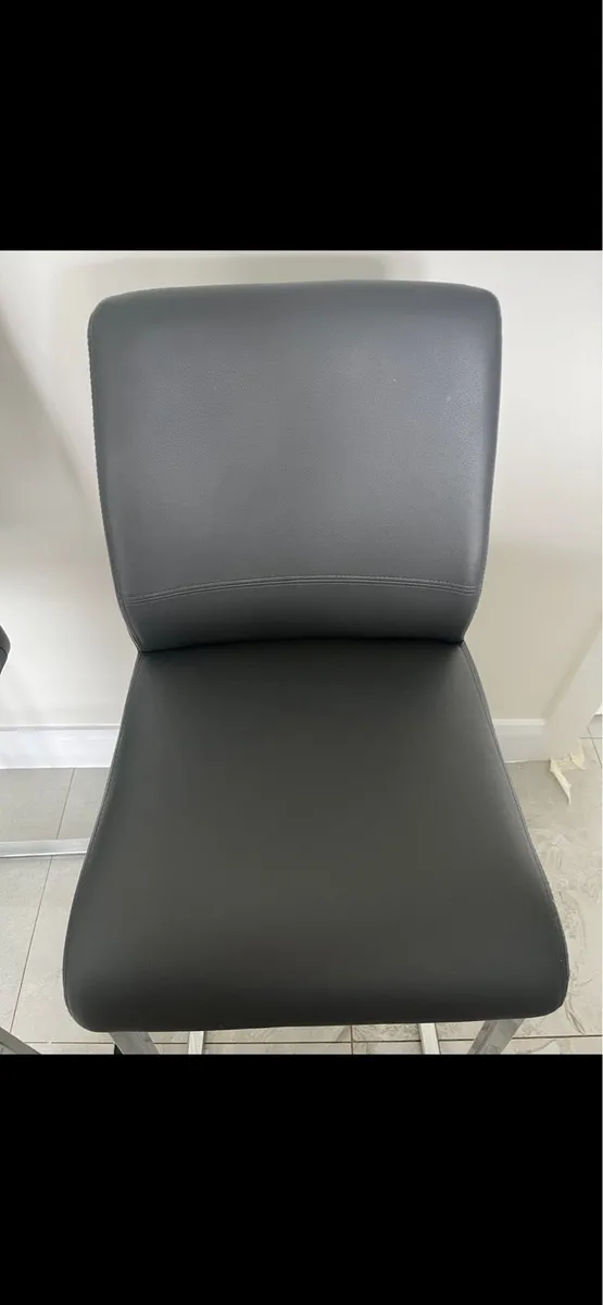 Set of 3 Grey Faux Leather Bar Stools - Image 3