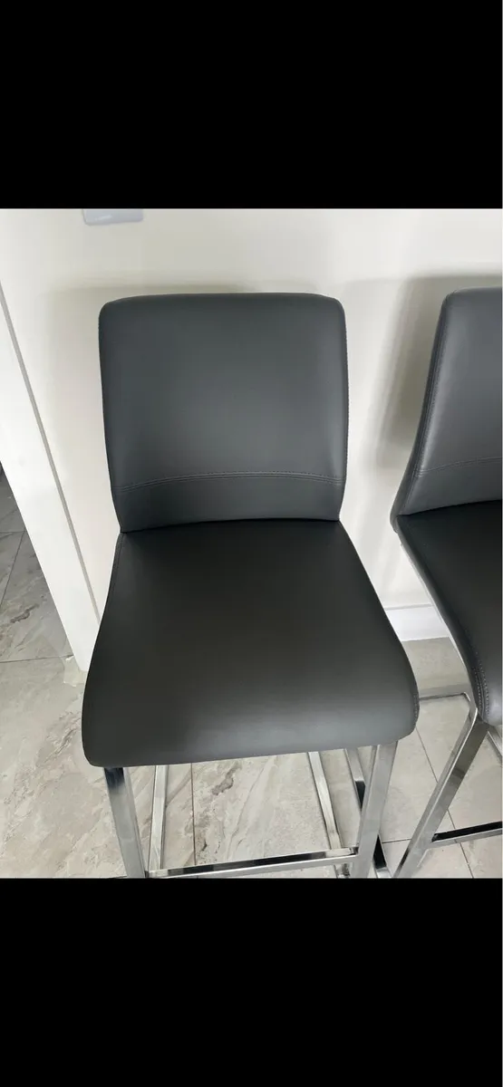 Set of 3 Grey Faux Leather Bar Stools - Image 4