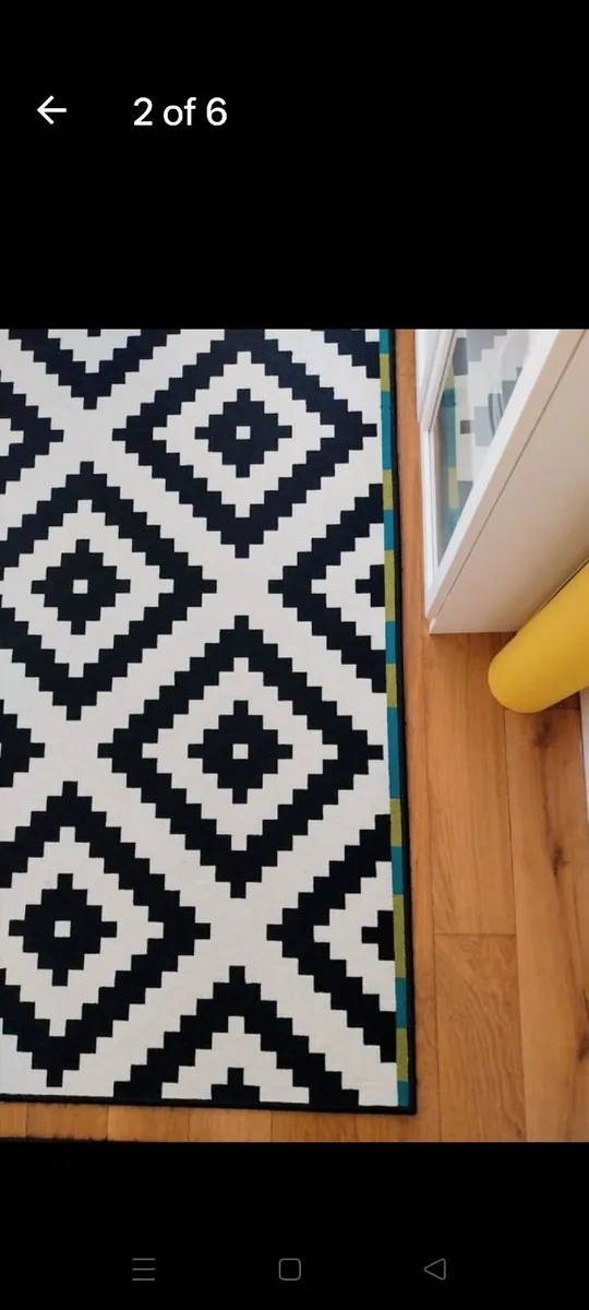2x IKEA Geometric Rugs (200x200 cm) Black & White - Image 1
