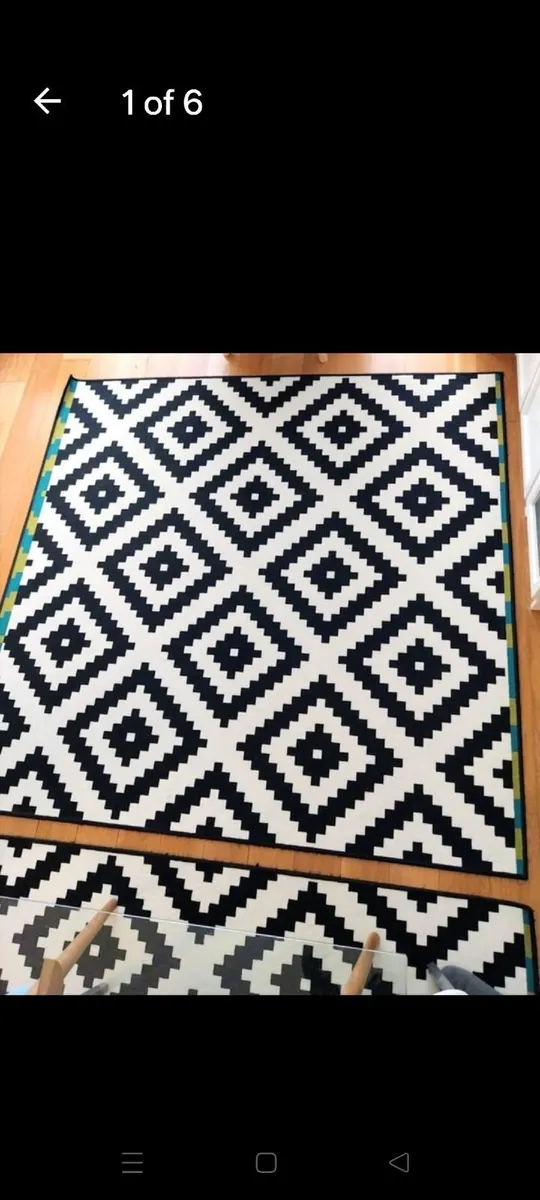 2x IKEA Geometric Rugs (200x200 cm) Black & White - Image 2