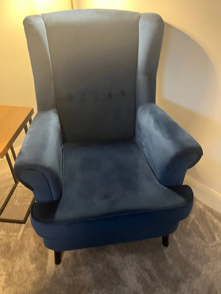 Navy Velvet Wingback Accent Chair - Image 4