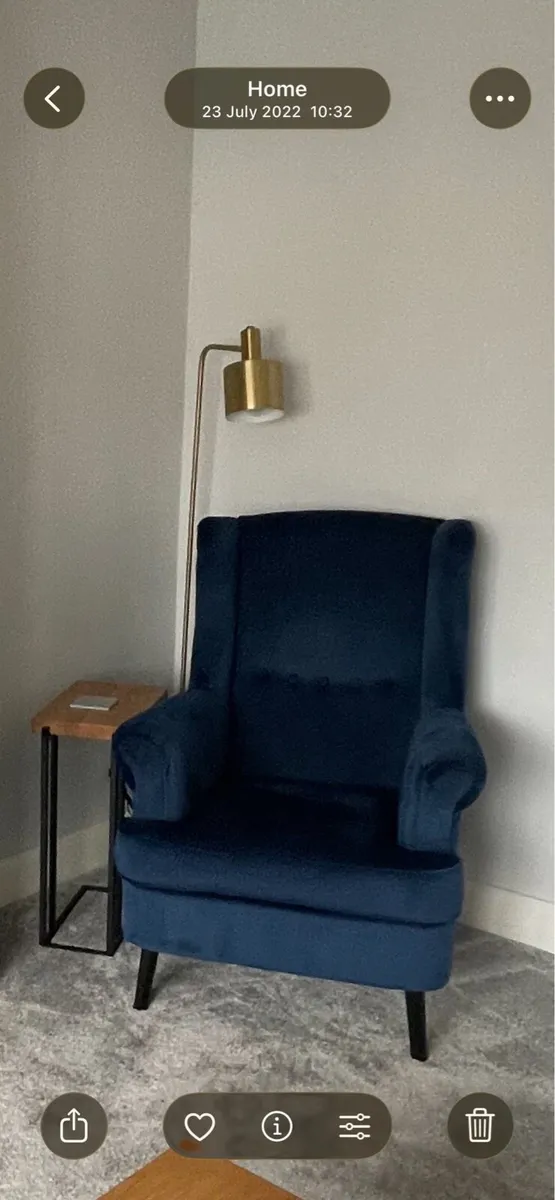 Navy Velvet Wingback Accent Chair - Image 2