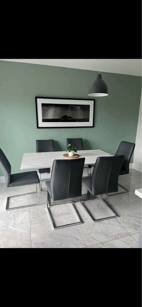 4 Grey Cantilever Dining Chairs:Modern ChromeFrame - Image 1