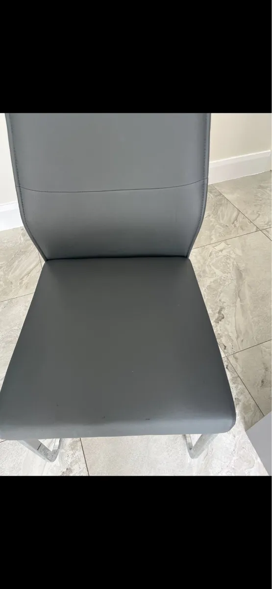 4 Grey Cantilever Dining Chairs:Modern ChromeFrame - Image 3