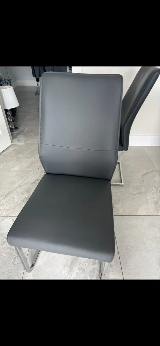4 Grey Cantilever Dining Chairs:Modern ChromeFrame - Image 4