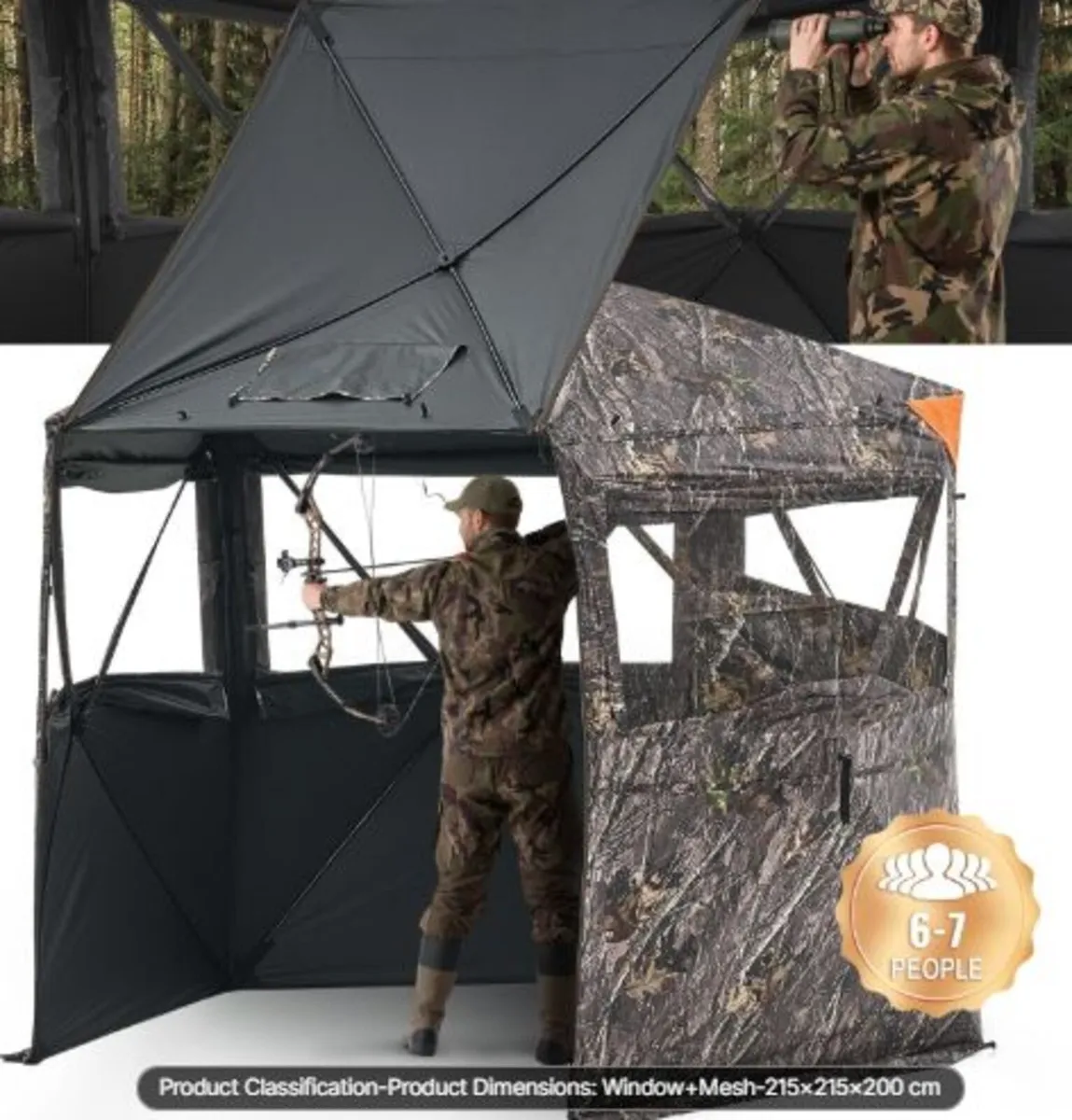 Hunting Blind, 6-7 Person Ground Blinds with Carry - Image 1