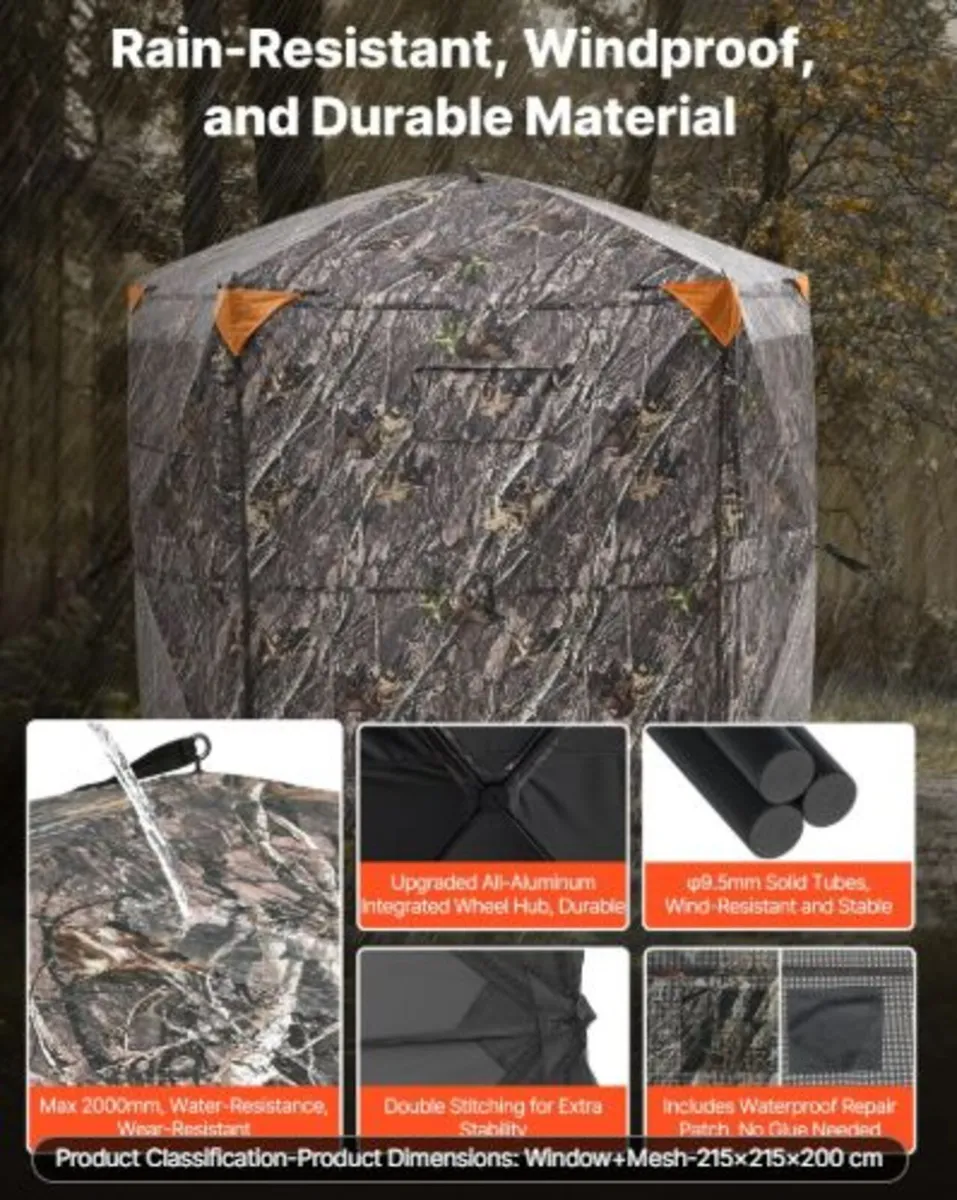 Hunting Blind, 6-7 Person Ground Blinds with Carry - Image 3