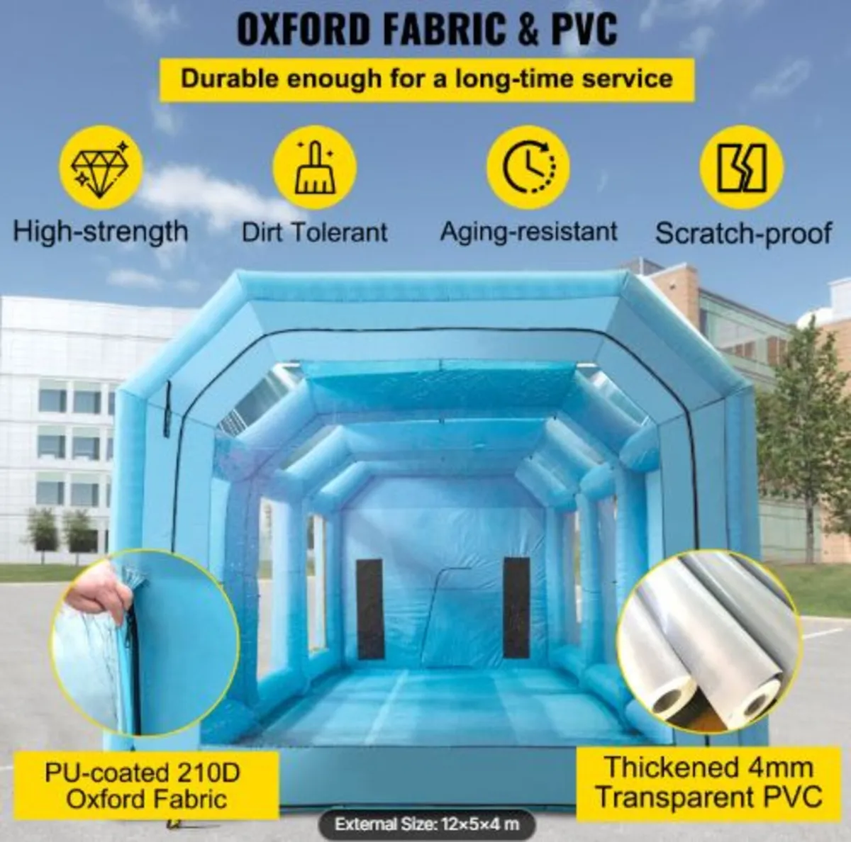 Inflatable Paint Booth, 39.4x16.4x13.1 ft Spray - Image 2