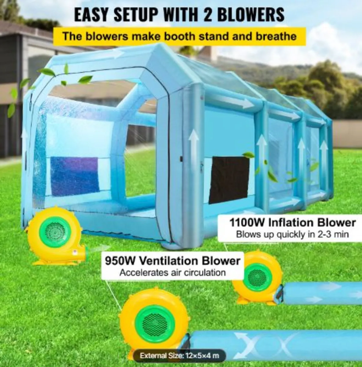Inflatable Paint Booth, 39.4x16.4x13.1 ft Spray - Image 4