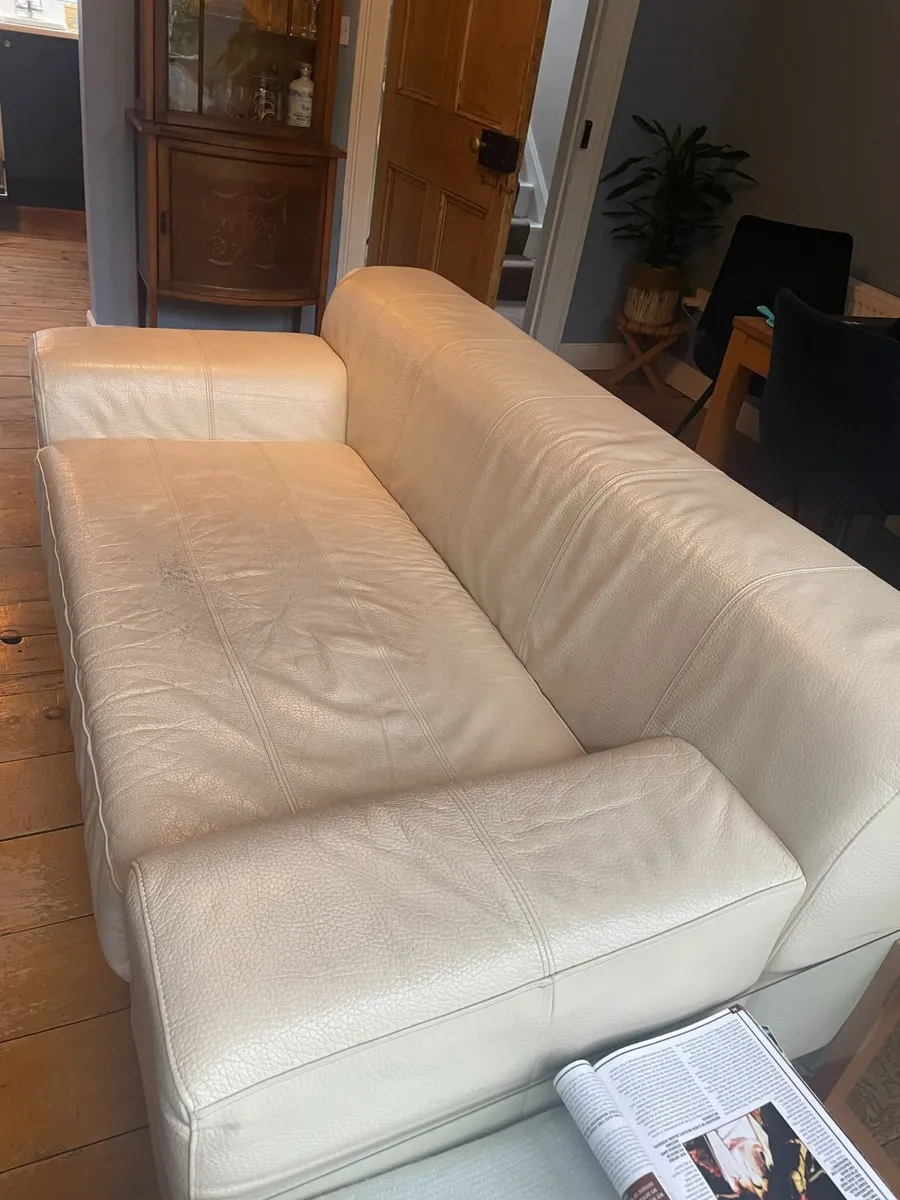 Cream Leather Sofa - Image 2