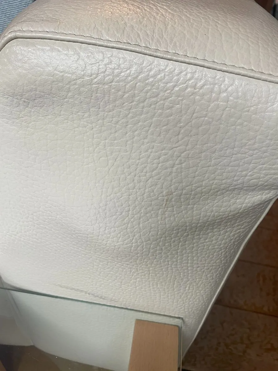 Cream Leather Sofa - Image 3