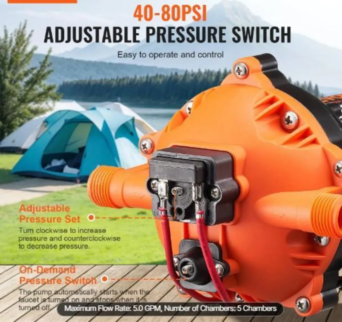 12V Diaphragm Pump, 5 GPM - Image 2