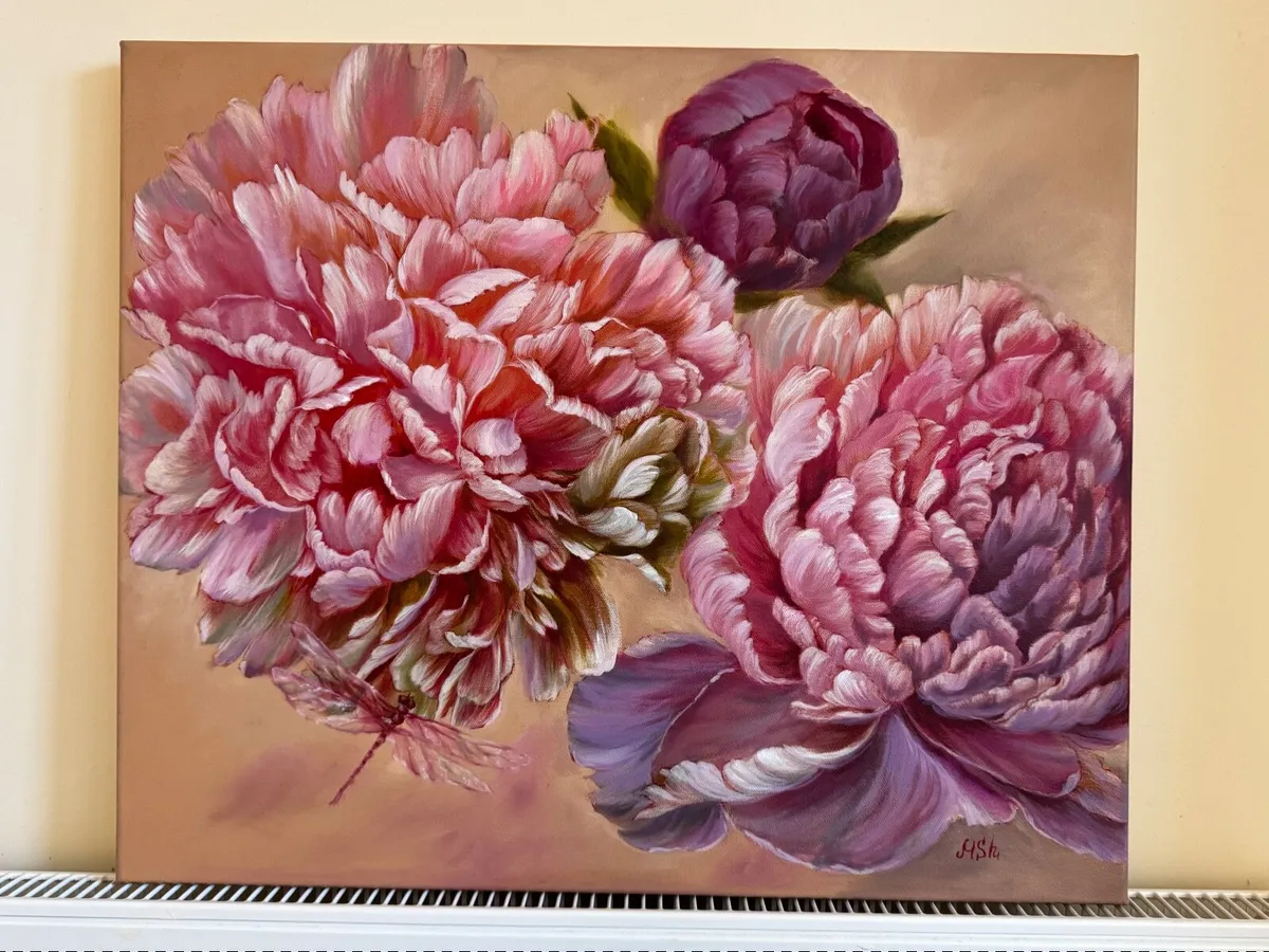 Original Oil Painting Peonies 50x60 cm - Image 4