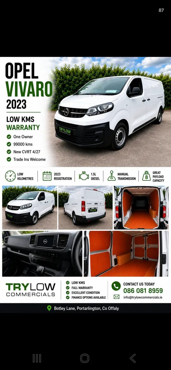 2023 Opel Vivaro One Owner Tiny Kms Crvt 4/27 - Image 1