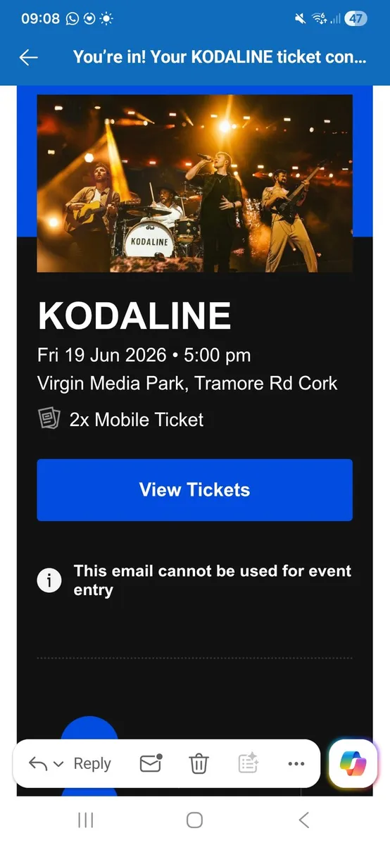 2 Kodaline tickets Friday 19th June Cork