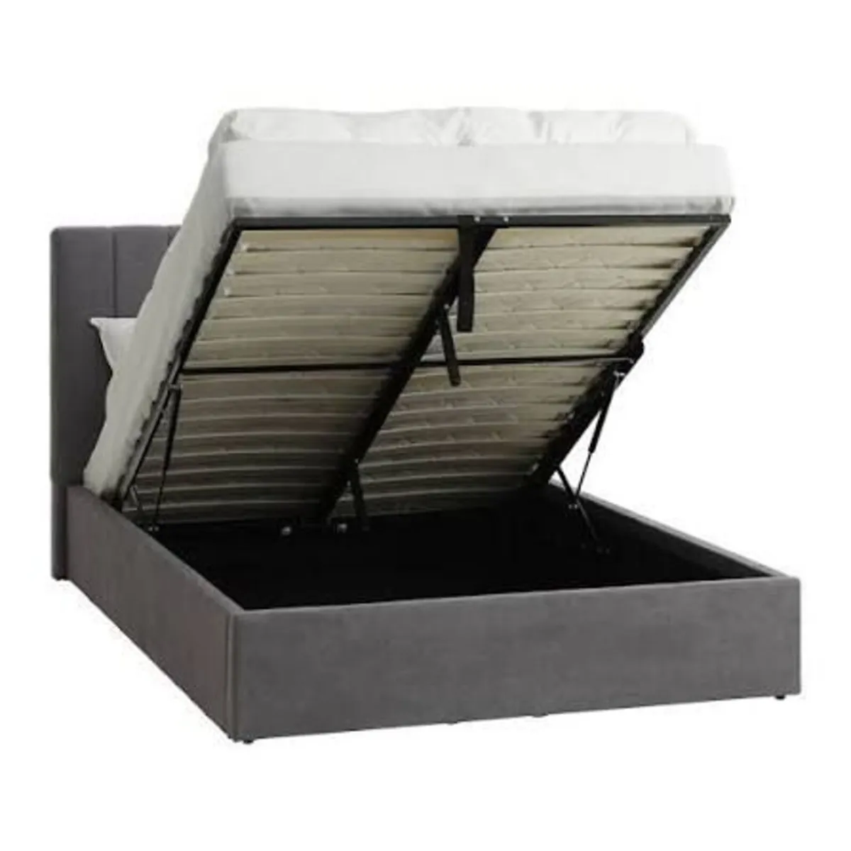 Bed frame HASLEV KNG dark grey /w storage - Image 1