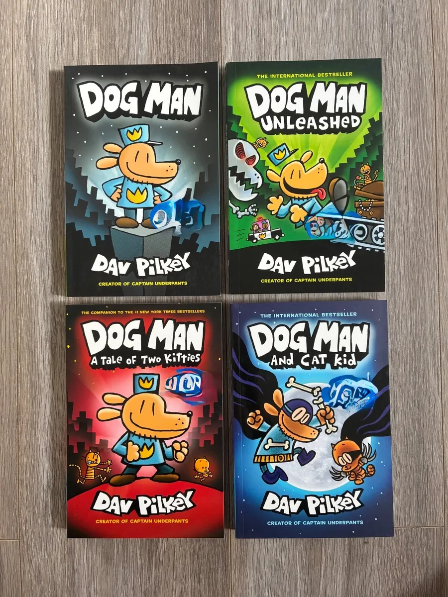 4 graphic novels featuring "Dog Man," a popular ch