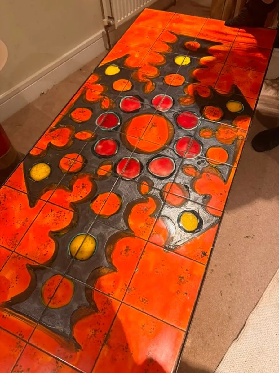 Vintage Belgian Belarti Ceramic Tile Coffee Table - Image 4