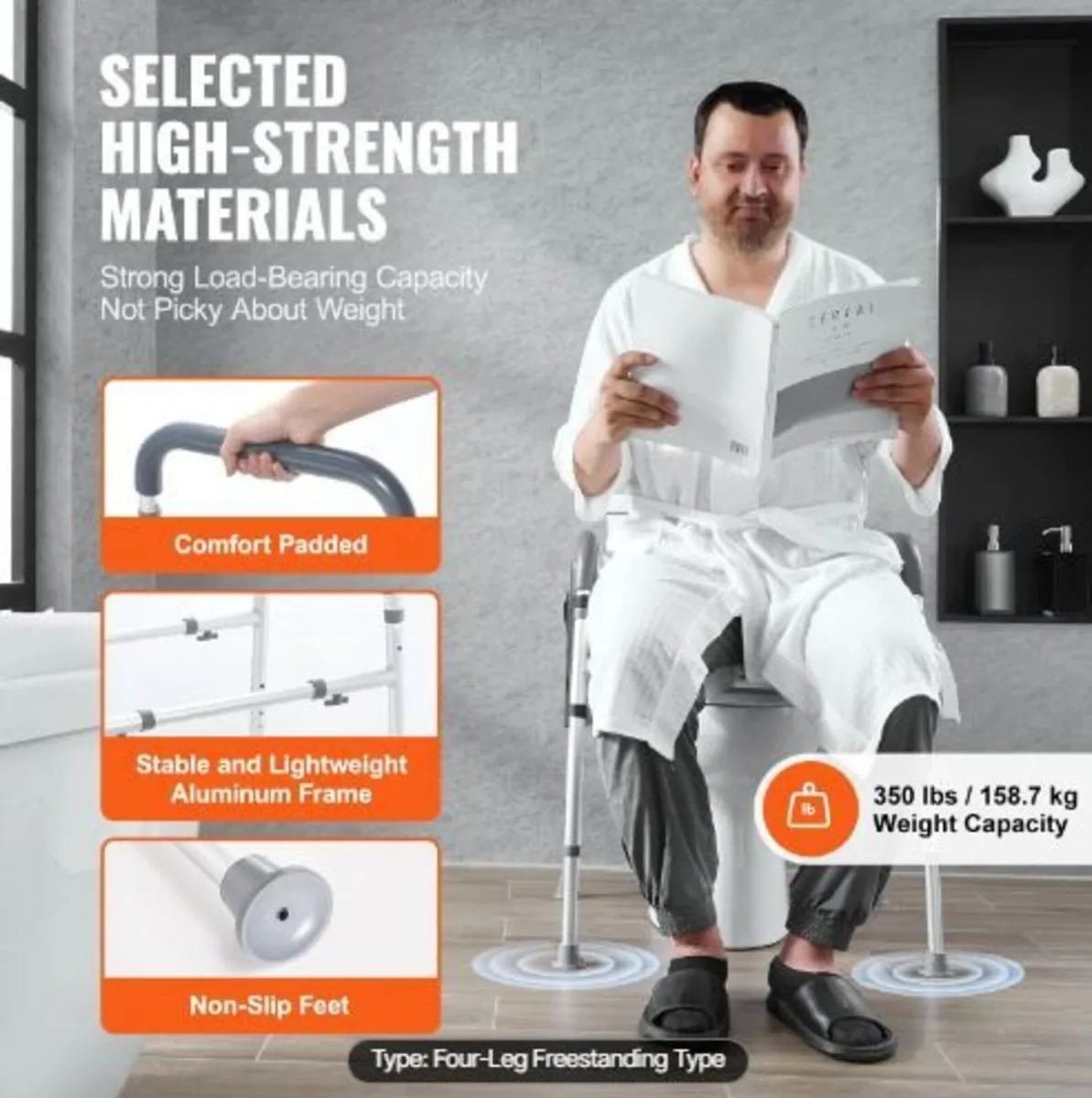 Raised Toilet Seat, 7-Position Height Adjustment - Image 2