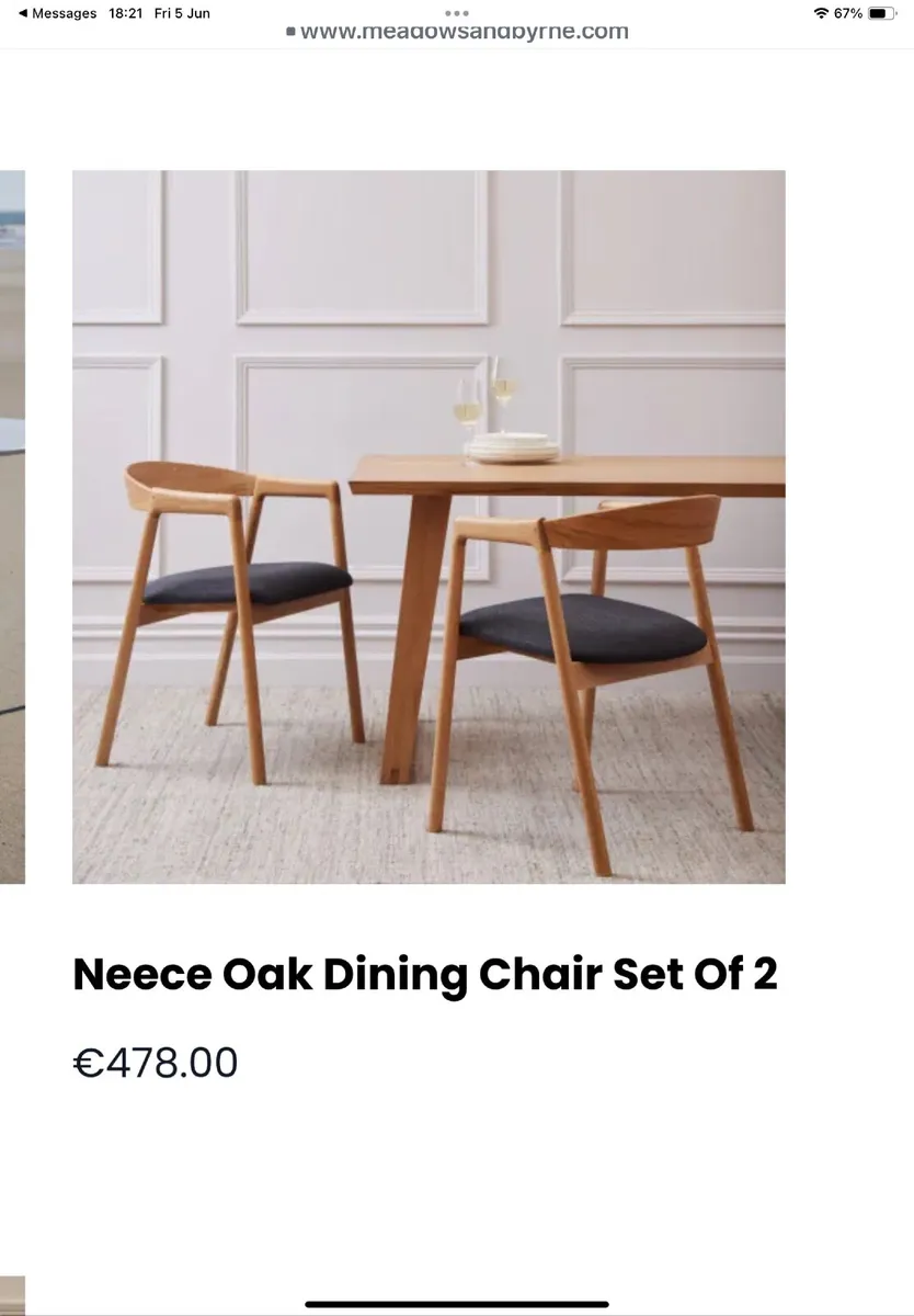 Oak Dining chairs x 4 - Image 1