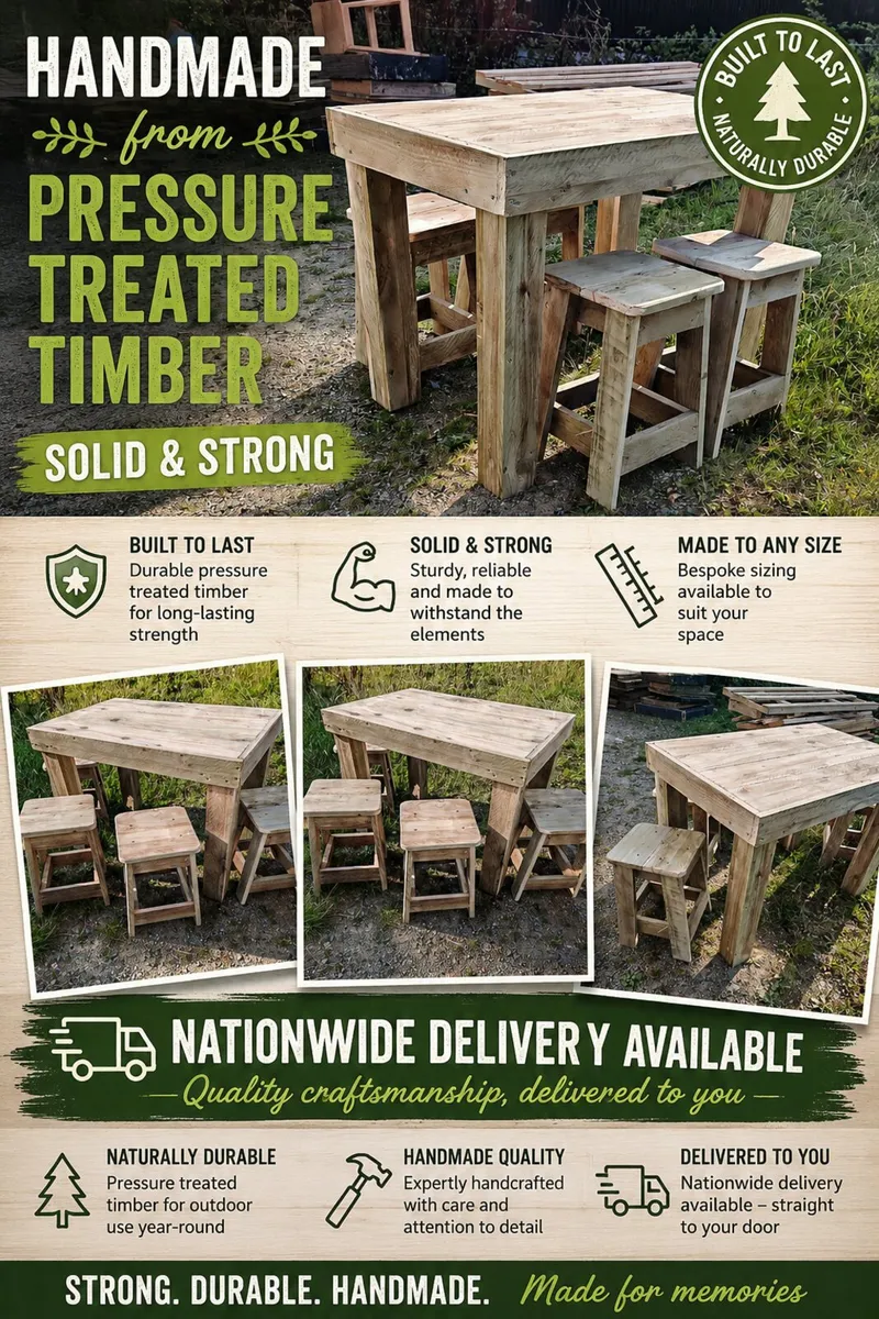 Outdoor table and stools - Image 1