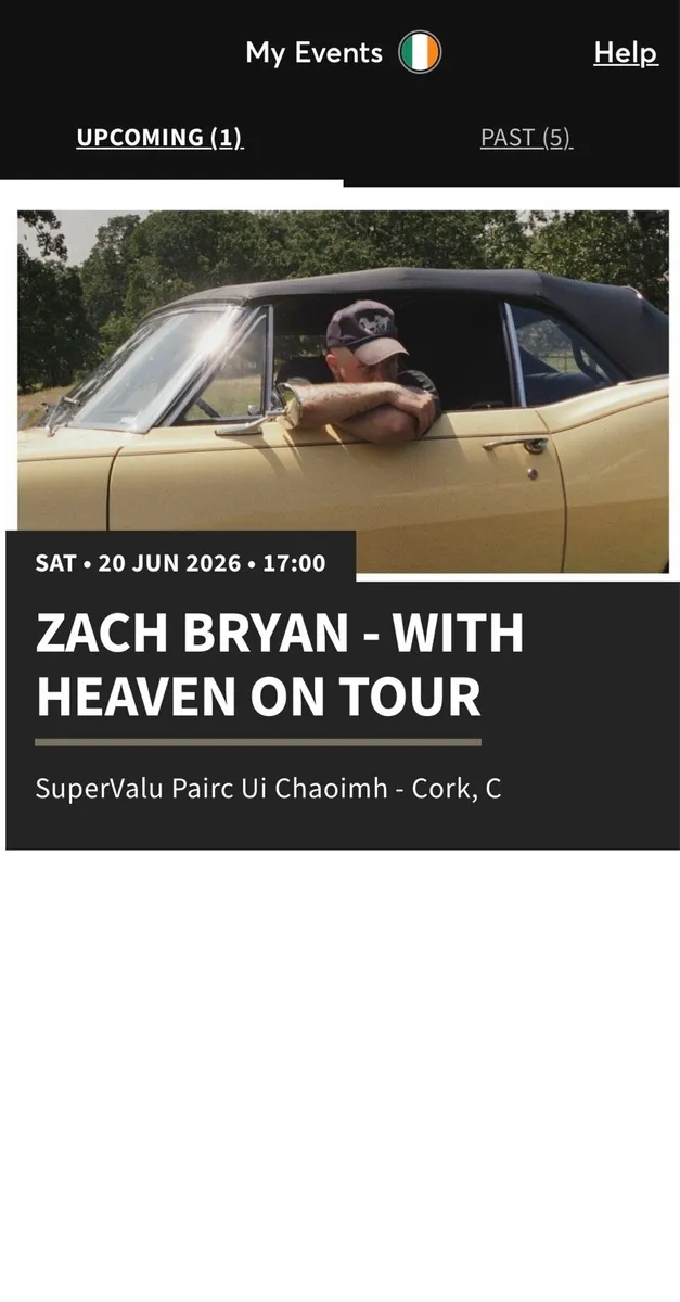 Zach Bryan Gold Circle Ticket 20th June