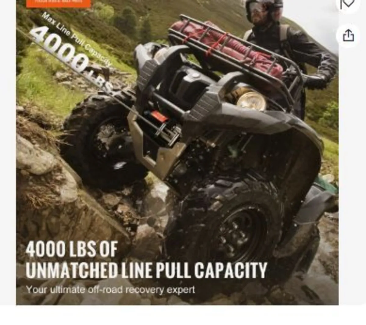Electric Winch ATV UTV 1814.4 kg Steel - Image 3