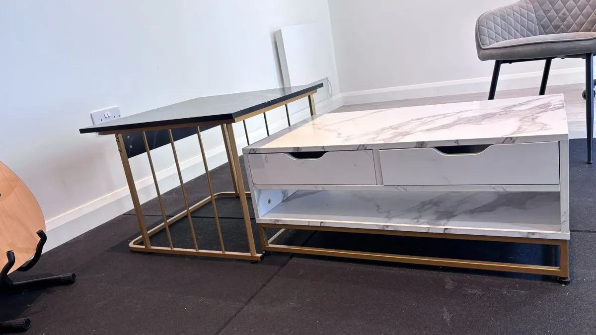 Modern Coffee Table Set of 2 with Drawers - Image 2