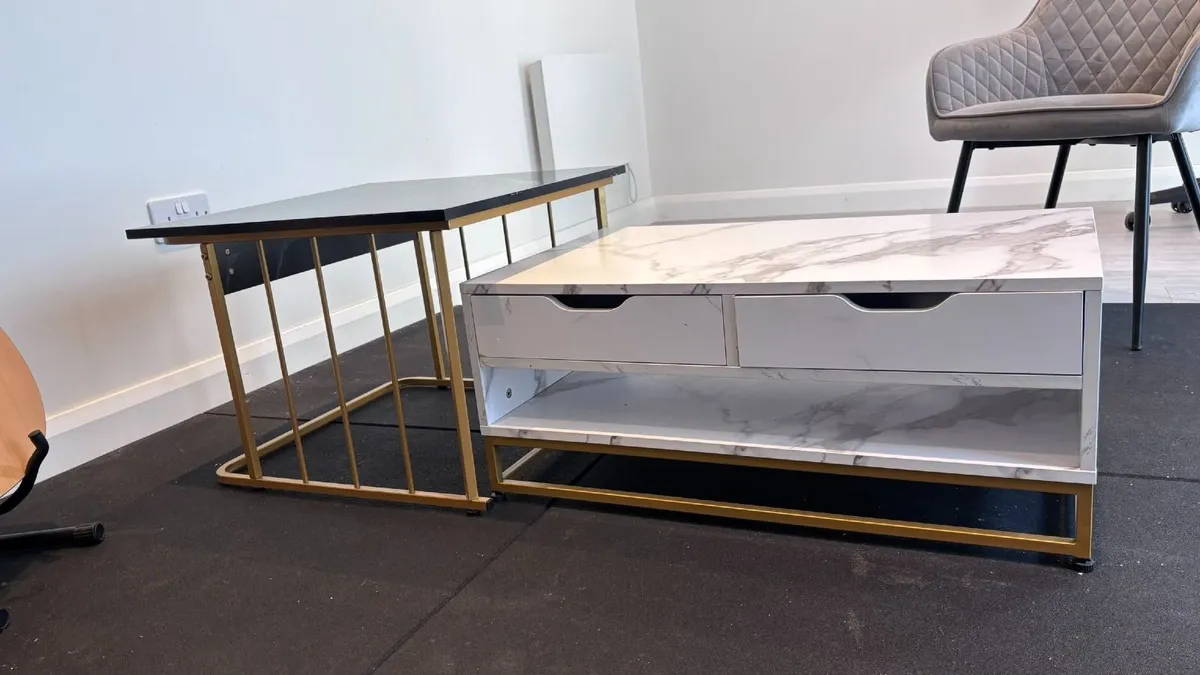 Modern Coffee Table Set of 2 with Drawers - Image 1