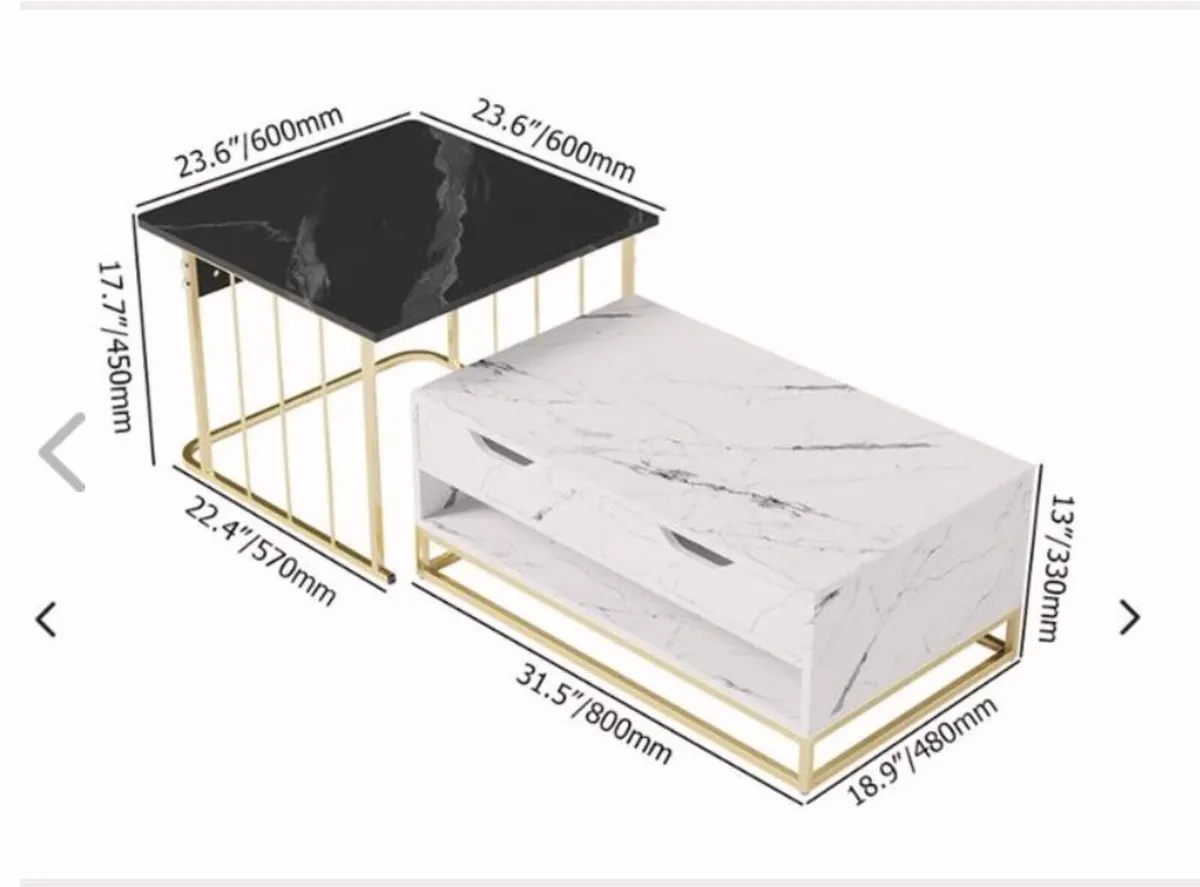 Modern Coffee Table Set of 2 with Drawers - Image 4