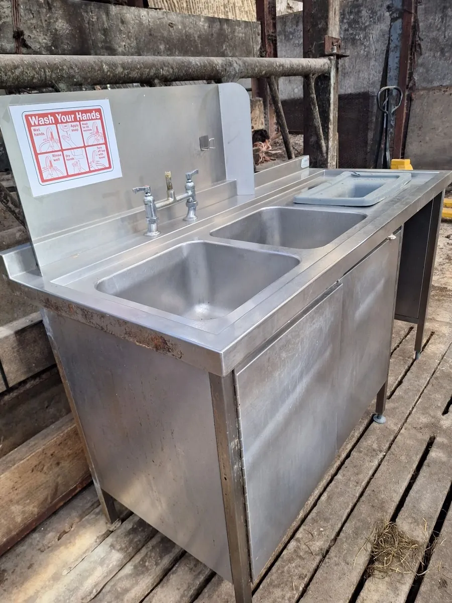 Stainless double bowl sink with cutlery trap - Image 2